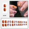 Fall Press on Nails Short Square Fake Nails Maple Leaf Glue on Nails Brown False Nails Glossy Reusable for Women Girls Thanksgiving Day Manicure 24pcs view 3