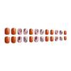 Fall Press on Nails Short Square Fake Nails Maple Leaf Glue on Nails Brown False Nails Glossy Reusable for Women Girls Thanksgiving Day Manicure 24pcs view 4