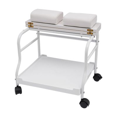 DCEHKR Portable Trolley Cart for Foot Rest, Pedicure Chair for Nail Tech, Pedicure Foot Rest Cart with Wheels, Beauty Salon Nail Trolley Cart for Foot Rest, Portable Manicure Table (White)