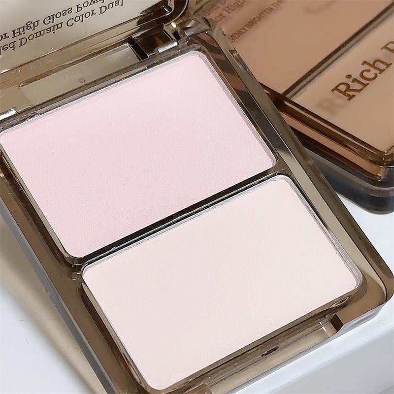 1 PC 2 Colors Facial Contour/Facial Highlighter Blusher Palette, Multi Purpose Matte Contouring Highlighting Palette Creating 3D Makeup (G01 Highlighter, 4.2g+3.2g)