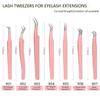 Lash Tweezers For Eyelash Extensions Fiber Tip Lash Tweezers Pink Straight/Curved Tweezer(Pink,X04) view 2