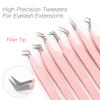 Lash Tweezers For Eyelash Extensions Fiber Tip Lash Tweezers Pink Straight/Curved Tweezer(Pink,X04) view 4
