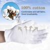 100% Cotton Women's Gloves - 10 Pairs, White, Dry Hands Eczema - Serving - Archival Coin Jewelry Inspection view 2