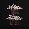 BERYUAN Pink Rhinestone Pearls Wedding Hair Comb Pearls Bridal Wedding Headpiece Dainty Pearls Hair Comb Pearls Hair Side Comb Crystal Wedding Comb for Women Girls(2pcs) (pink) view 1