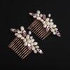 BERYUAN Pink Rhinestone Pearls Wedding Hair Comb Pearls Bridal Wedding Headpiece Dainty Pearls Hair Comb Pearls Hair Side Comb Crystal Wedding Comb for Women Girls(2pcs) (pink) view 2