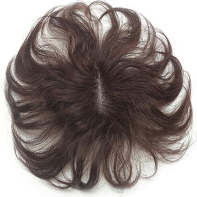 YAIRYANGTZE 17cm Wavy Real Human Hair Toppers Toupee for Women with Thinning or White Hair (Off Black 7x7cm,17cm/ 6.7 inch)