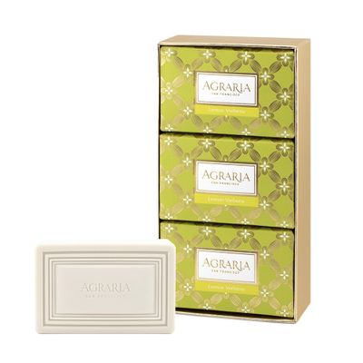 AGRARIA Luxury Bath Collection Lemon Verbena Bar Soap, Moisturizing Body Bar Soap, Shea Butter & Kukui Oil Infused Gift for Men and Women Gift Bundle