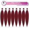 Burgundy Braiding Hair Pre Stretched 30 Inches Wine Red EZ Braiding Hair Yaki Texture 8 Packs/Lot Braid Hot Water Setting Professional Synthetic Braiding Hair Extensions (8pcs,30",#900) view 2