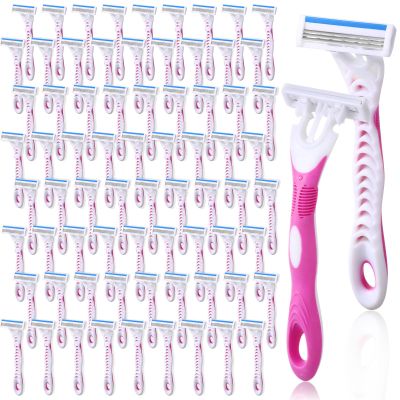Leriton 72 Count Women's Disposable Razors Blades Bulk 3 Blade Razors for Women Disposable Head Razor Sensitive Skin Razor Comfortable Shave for Bathing Hotel Travel