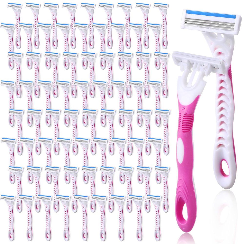 Leriton 72 Count Women's Disposable Razors Blades Bulk 3 Blade Razors for Women Disposable Head Razor Sensitive Skin Razor Comfortable Shave for Bathing Hotel Travel