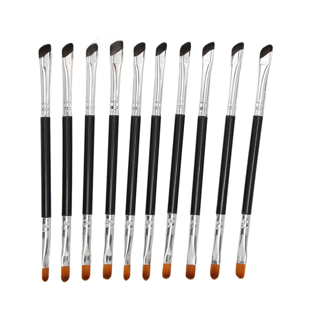 10pcs Sickle Brush, Blending Eye Brush with Double Ended Fine Angled Thin Slanted Flat Angle for Professional Beauty Cosmetic