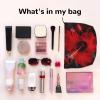 VTCTOASY Makeup Bag for Women Red Hibiscus Flowers Cosmetic Bag Large Capacity Portable Makeup Organizer Bags Corduroy Travel Toiletry Bag Cute Aesthetic Zipper Makeup Pouch view 3