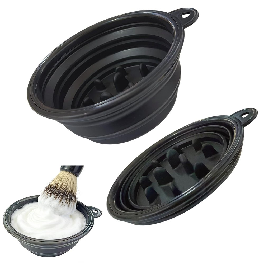 Ezcora Shaving Bowl Foldable Shaving Soap Bowl for Shave Cream, Silicone Shaving Cup for Wet Shaving for Men Easy to Carry
