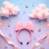 1Pc Sweet Pink Halloween Bow Headband Bowknot Hair Hoops Bands Headpiece Hairband for Women and Grils,Women Christmas Birthday Party Decorations Accessories Easy to Wear,Headbands Hair Accessories view 4