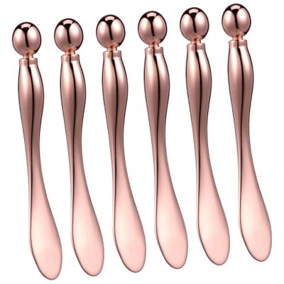 BEBEMOKO 6pcs Metal Eye Cream Applicator Stylish Eye Roller and Spatula for Gentle Massaging Reducing Puffiness and Enhancing Absorption Compact Makeup Tool Rose Gold