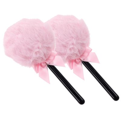 HAPINARY 2pcs Powder Puff for Loose and Mineral Face Makeup Soft Velour Cosmetic Applicators Candy Handle for Women Makeup and Travel