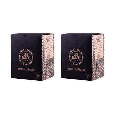 Jet Black Eco-Friendly Disposable Razors, 100 Pieces, Shaving Razors, Premium Quality Dual Blades, Compostable Wheat Straw Handle, Individual Sterilized Packaging