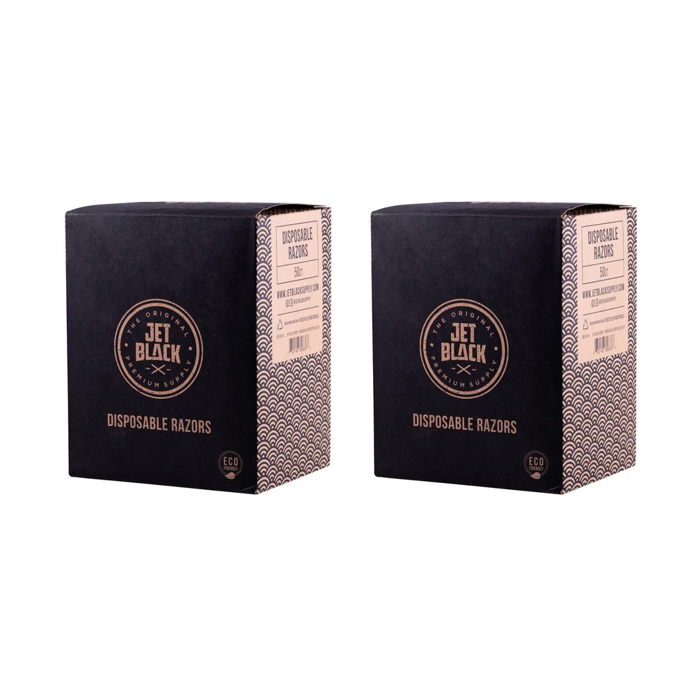 Jet Black Eco-Friendly Disposable Razors, 100 Pieces, Shaving Razors, Premium Quality Dual Blades, Compostable Wheat Straw Handle, Individual Sterilized Packaging