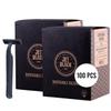 Jet Black Eco-Friendly Disposable Razors, 100 Pieces, Shaving Razors, Premium Quality Dual Blades, Compostable Wheat Straw Handle, Individual Sterilized Packaging view 2