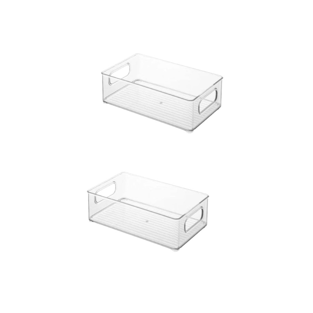 2Pcs Acrylic Storage Containers, Desktop Storage Box Vanity Storage Organizer Makeup Containers Organizers Clear Organizer Bins for Face Mask