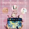 BWEGRHE Large Capacity Makeup Bag with Brush Slot, Glass Cat Moon Travel Portable Cosmetic Bag with Handle and Zipper, Women's Toiletry Storage Pouch Washable Waterproof Makeup Organizer Bag view 3