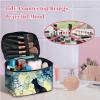 BWEGRHE Large Capacity Makeup Bag with Brush Slot, Glass Cat Moon Travel Portable Cosmetic Bag with Handle and Zipper, Women's Toiletry Storage Pouch Washable Waterproof Makeup Organizer Bag view 4