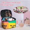 BWEGRHE Large Capacity Makeup Bag with Brush Slot, Quote Words Travel Portable Cosmetic Bag with Handle and Zipper, Women's Toiletry Storage Pouch Washable Waterproof Makeup Organizer Bag view 4