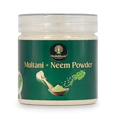 7.05oz / 200g Multani Mitti Powder with Neem Powder: Purifying Detox and Skin Clearing Formula for Skin and Hair|Fullers Earth|Bentonite Clay