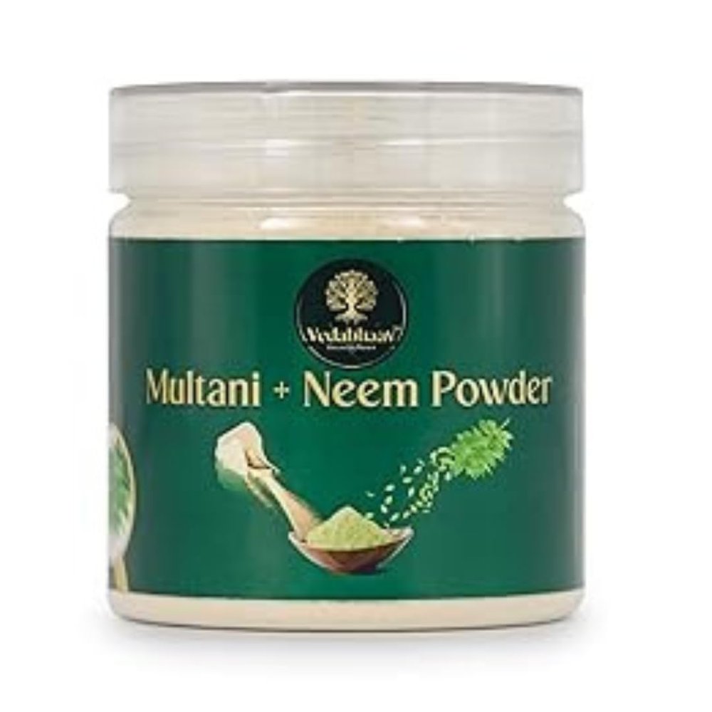 7.05oz / 200g Multani Mitti Powder with Neem Powder: Purifying Detox and Skin Clearing Formula for Skin and Hair|Fullers Earth|Bentonite Clay