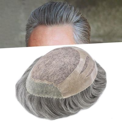 Hair Wonders Hair Toupee For Men Hairpiece Breathable Fine Mono Men Toupee Virgin Human Hair Piece For Men Hair Replacement System Hair Prosthesis 8X10#1B50#1B Off Black+50% Grey 120% Density