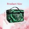 BWEGRHE Large Capacity Makeup Bag with Brush Slot, Green Rose Travel Portable Cosmetic Bag with Handle and Zipper, Women's Toiletry Storage Pouch Washable Waterproof Makeup Organizer Bag view 2