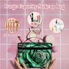 BWEGRHE Large Capacity Makeup Bag with Brush Slot, Green Rose Travel Portable Cosmetic Bag with Handle and Zipper, Women's Toiletry Storage Pouch Washable Waterproof Makeup Organizer Bag view 3