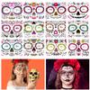 12 Sheet Day of the Dead Face Tattoos, Halloween Temporary Tattoos Face Sticker Skeleton Sugar Skull Fake Tattoos for Halloween, Masquerade and Parties view 1