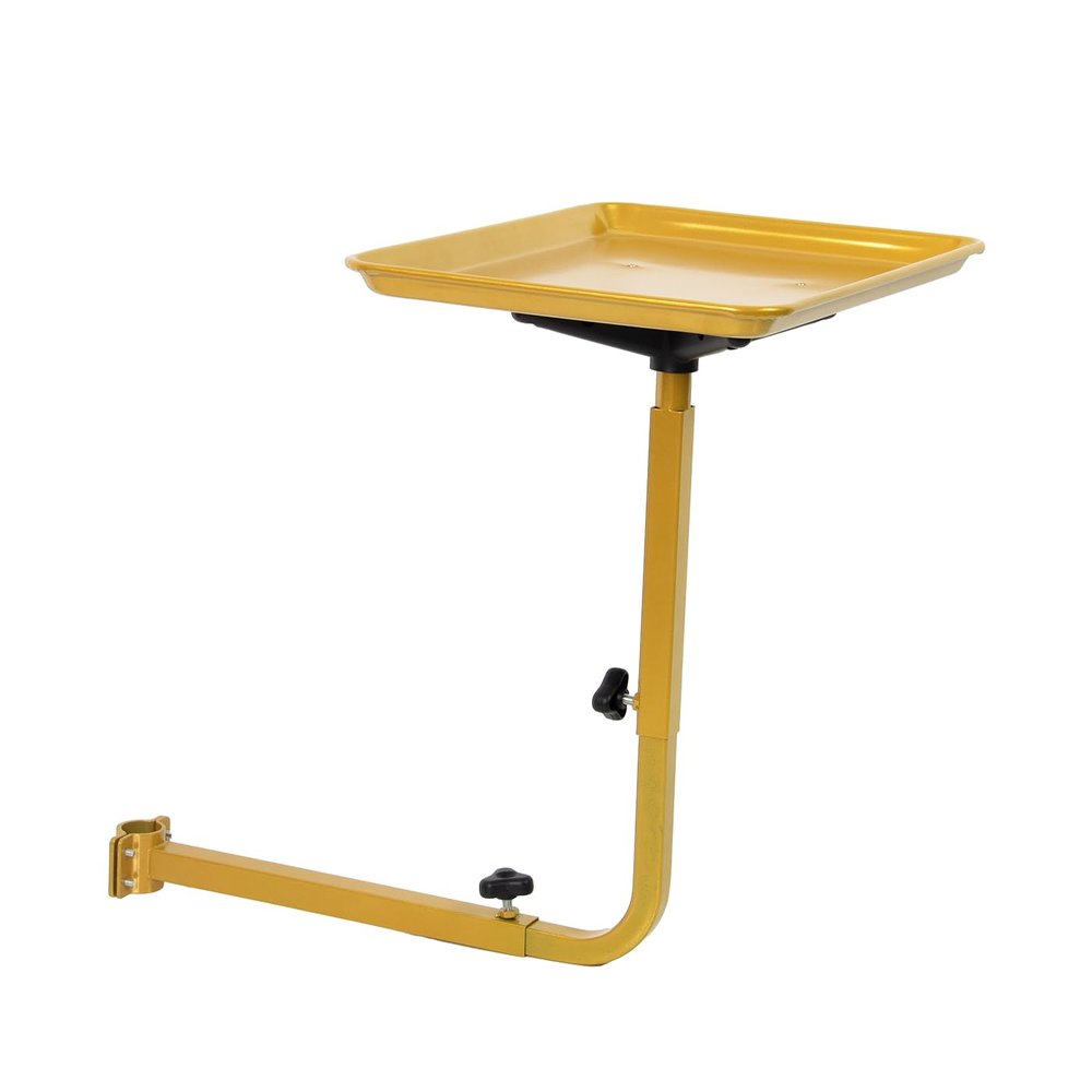 Salon Tray for Hair Stylist Steel Salon Tray Attached to Chair 360 Degree Rotating for Barber Chairs Hairdressing Tools Tattoo(Golden)