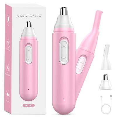 Nose Hair Trimmer for Women Rechargeable :2024 Upgrade 2 in 1 Nose Trimmer for Women, Painless Eyebrow & Facial Hair Trimmer- Dual-Edge Blades, IPX7 Waterproof, Portable for Easy Cleansing, Pink
