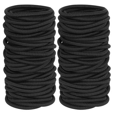 100 PCS Black Elastic Hair Ties Bulk Ponytail Holders for Medium to Thick Hair Easy to Use and Remove No Snagging