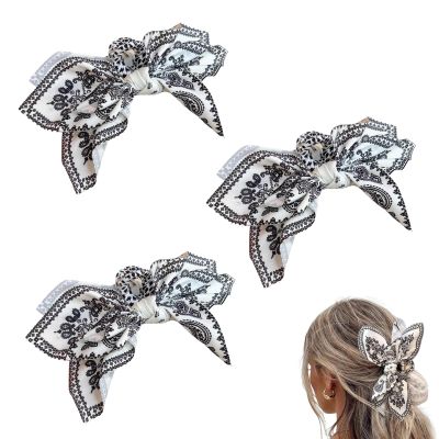 Bandana Claw Clip, Bandana Hair Clip, Boho Bow Knot Bandana Fabric Hair Claw Clip, Hair Clips Claw Clip Big Hair Bows for Women, Claw Clip for Thick Hair (A+A+A)