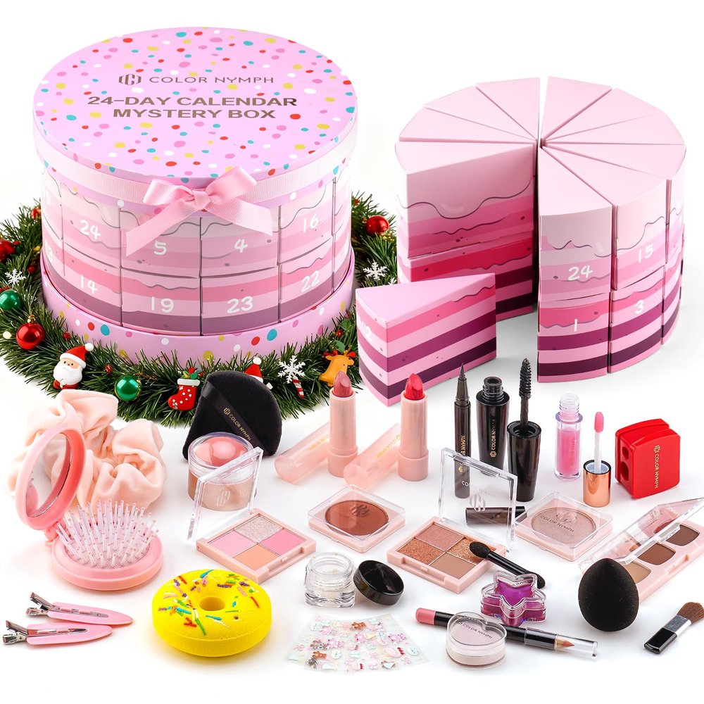 Color Nymph Makeup Advent Calendar 2025, 24 Days Advent Calendar Mystery Box for Christmas, Makeup Gift Sets - Xmas Beauty Countdown Calendar Cosmetics Kit for Women Girls Teens Daughters #Pink