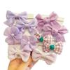 10PCS Girls Flower Hairband Set Spring Sweet Headband Hair Tie for Summer Bow Elastic Rubber Hair Bands Kids Accessories view 1