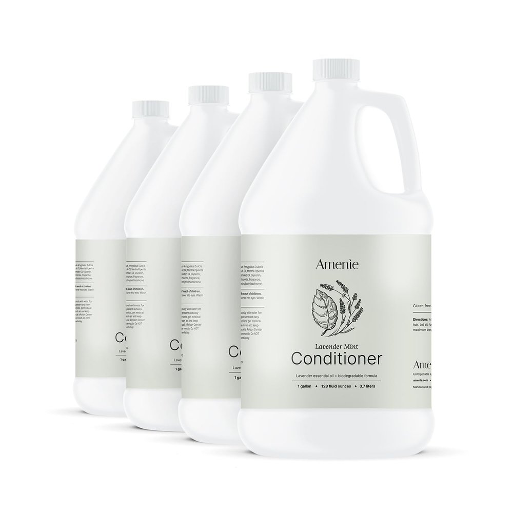 Amenie Lavender Mint Conditioner - Case of 4 Gallons, Deep Conditioning & Hydrating, Paraben-Free & Vegan, For Smooth, Silky Hair