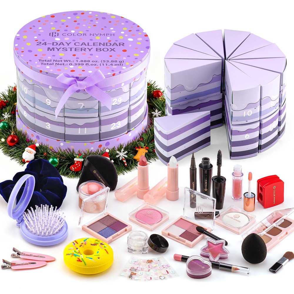 Color Nymph Makeup Advent Calendar 2025, 24 Days Advent Calendar Mystery Box for Christmas, Makeup Gift Sets - Xmas Beauty Countdown Calendar Cosmetics Kit for Women Girls Teens Daughters #Purple