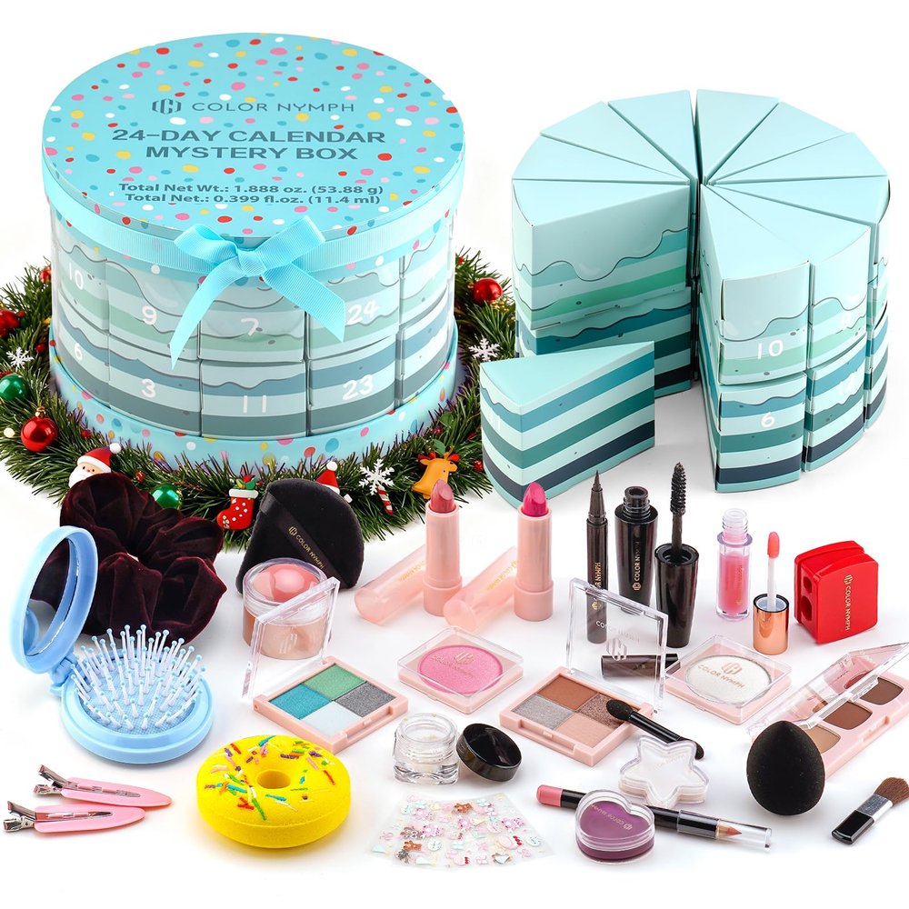 Color Nymph Makeup Advent Calendar 2025, 24 Days Advent Calendar Mystery Box for Christmas, Makeup Gift Sets - Xmas Beauty Countdown Calendar Cosmetics Kit for Women Girls Teens Daughters #Mint Green
