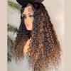 180% Density Deep Wave Human Hair HD Lace Front Wigs Pre Plucked Bleached Knots 1B/30 Ombre Colored Human Hair Culry Wigs Glueless Brazilian Remy Hair Wig Baby Hair For Black Woman 26Inch view 2