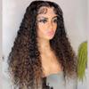 180% Density Deep Wave Human Hair HD Lace Front Wigs Pre Plucked Bleached Knots 1B/30 Ombre Colored Human Hair Culry Wigs Glueless Brazilian Remy Hair Wig Baby Hair For Black Woman 26Inch view 4