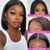 180% Density Short Bob Wigs Human Hair 13x6 Transparent HD Lace Frontal Wigs Pre Plucked Brazilian Straight Bob Lace Front Human Hair Wigs For Women Glueless Bob Wig Natural Color 14Inch view 3