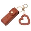 BLULILY Lipstick Keychain Leather Lipstick Bag with Heart Pendant for Women Portable Lip Gloss Case for Travel Backpac view 1
