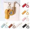 BLULILY Lipstick Keychain Leather Lipstick Bag with Heart Pendant for Women Portable Lip Gloss Case for Travel Backpac view 2
