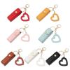 BLULILY Lipstick Keychain Leather Lipstick Bag with Heart Pendant for Women Portable Lip Gloss Case for Travel Backpac view 3