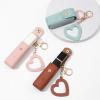 BLULILY Lipstick Keychain Leather Lipstick Bag with Heart Pendant for Women Portable Lip Gloss Case for Travel Backpac view 4