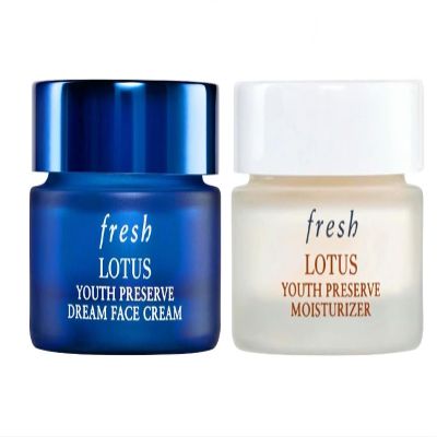 Fresh Lotus Youth Preserve Moisturizer, Dream Cream Deep Hydration Deluxe Travel Size Gift Set .5oz / 15mL